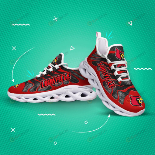 Louisville Cardinals Logo Hole Pattern 3D Max Soul Sneaker Shoes In Red