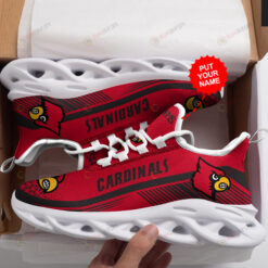 Louisville Cardinals Logo Pattern In Red Custom Name 3D Max Soul Sneaker Shoes