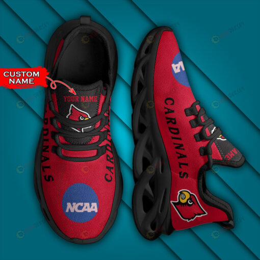 Louisville Cardinals Logo Text Pattern Custom Name 3D Max Soul Sneaker Shoes