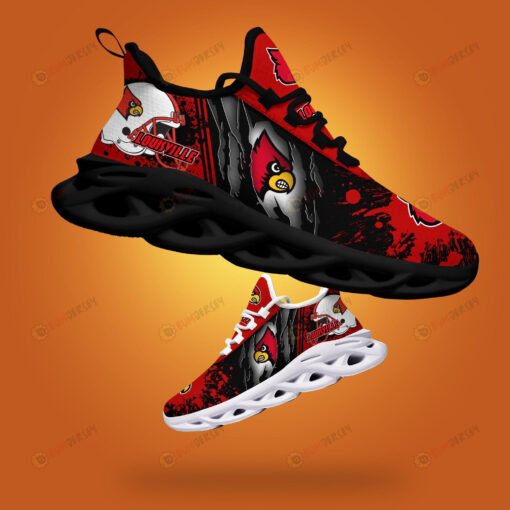 Louisville Cardinals Logo Torn And Splatter Pattern 3D Max Soul Sneaker Shoes