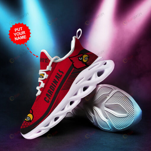 Louisville Cardinals Logo Triangle Pattern Custom Name 3D Max Soul Sneaker Shoes In Red