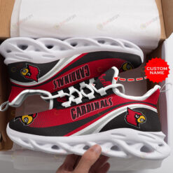 Louisville Cardinals Logo With Stripe Pattern Custom Name 3D Max Soul Sneaker Shoes