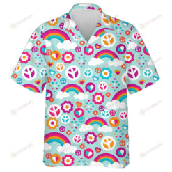 Love And Peace Text With Music Rock Themed Hippie Design Hawaiian Shirt