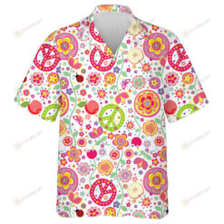 Love Peace And Rainbow Hearts Flower Cute Hippie Pattern Hawaiian Shirt