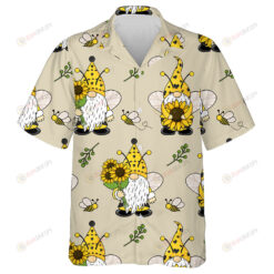 Lovely Gnomes Bees Sunflowers Cartoon Pattern Hawaiian Shirt