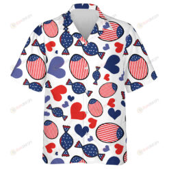 Lovely Heart Shape In Pastel Colors With American Flag Elements Hawaiian Shirt