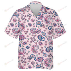 Lovely Paisley With Small Flowers Pattern Pale Pink Theme Hawaiian Shirt