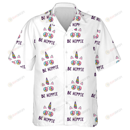 Lovely Pttern Of Hippie Guitar Rainbow And Flowers Hawaiian Shirt