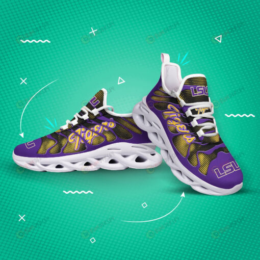 Lsu Tigers Logo Hole Pattern 3D Max Soul Sneaker Shoes In Purple