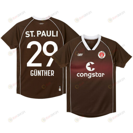 Luca G?nther 29 FC St. Pauli 2023-24 Home Men Jersey - Brown