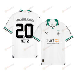 Luca Netz 20 Borussia M?nchengladbach 2023-24 Home YOUTH Jersey - White