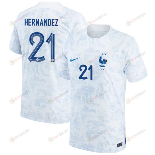 Lucas Hernandez 21 France National Team 2022-23 Qatar World Cup - Away Youth Jersey