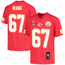 Lucas Niang 67 Kansas City Chiefs Super Bowl LVII Champions 3 Stars Youth Jersey - Red