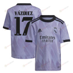 Lucas V?zquez 17 Real Madrid 2022/23 Away Youth Jersey - Purple