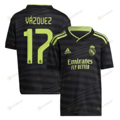 Lucas V?zquez 17 Real Madrid 2022/23 Third Youth Jersey - Black