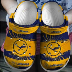 Lufthansa Yellow Navy Crocs Crocband Clog Comfortable Water Shoes - AOP Clog