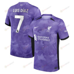 Luis D?az 7 Liverpool 2023/24 Third Men Jersey - Purple