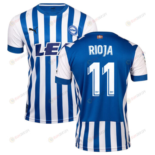 Luis Rioja 11 Deportivo Alav?s 2022-23 Home Jersey - White/Blue Stripes