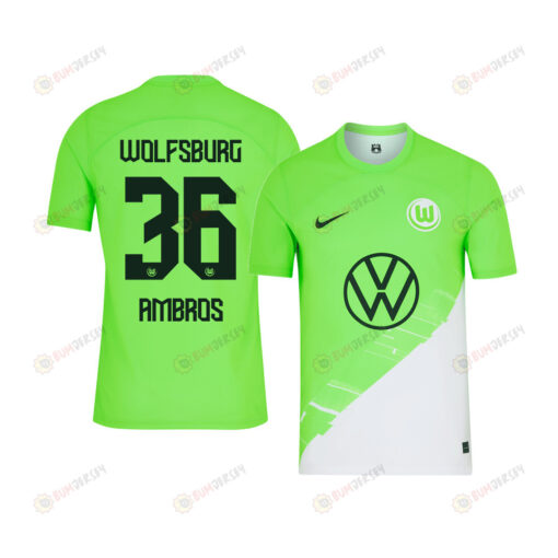 Luk?? Ambros 36 VfL Wolfsburg 2023-24 Home YOUTH Jersey - Green