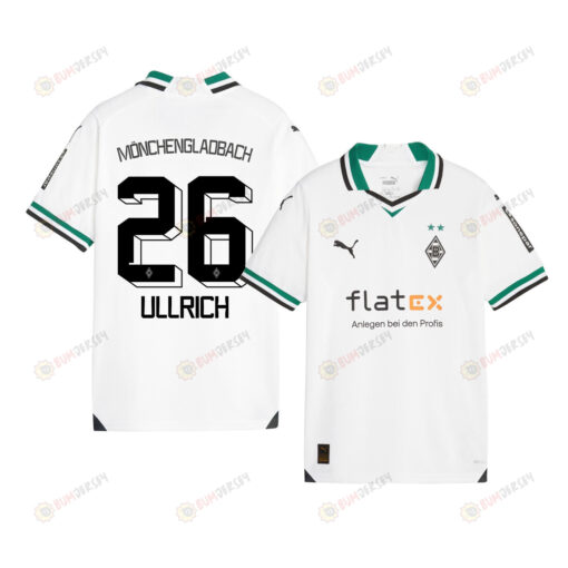 Lukas Ullrich 26 Borussia M?nchengladbach 2023-24 Home YOUTH Jersey - White