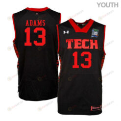 Luke Adams 13 Texas Tech Red Raiders Basketball Youth Jersey - Black
