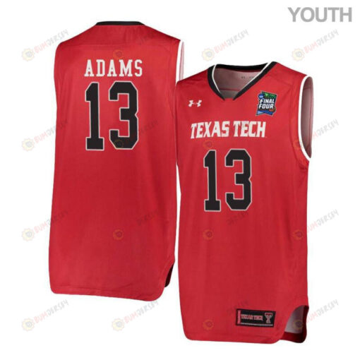 Luke Adams 13 Texas Tech Red Raiders Basketball Youth Jersey - Red