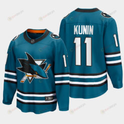 Luke Kunin 11 San Jose Sharks 2022-23 Home The Evolve Teal Jersey