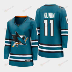 Luke Kunin 11 San Jose Sharks 2022-23 Home Women Premier Breakaway Jersey Teal