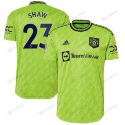 Luke Shaw 23 Manchester United 2022/23 Third Player Men Jersey - Neon Green