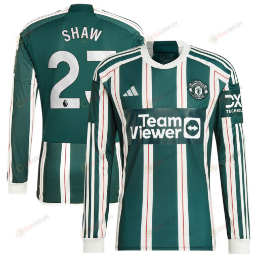 Luke Shaw 23 Manchester United 2023/24 Away Long Sleeve Men Jersey - Green