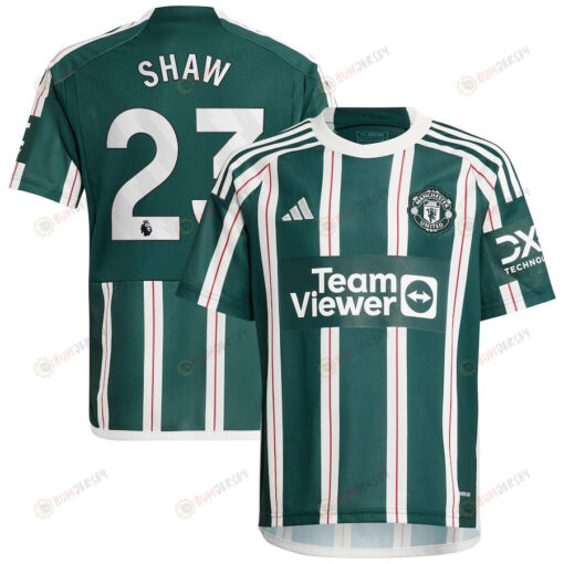 Luke Shaw 23 Manchester United 2023/24 Away Youth Jersey - Green