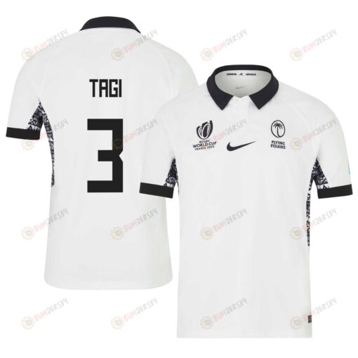 Luke Tagi 3 Fiji 2023 Rugby World Cup Home Stadium Jersey - White