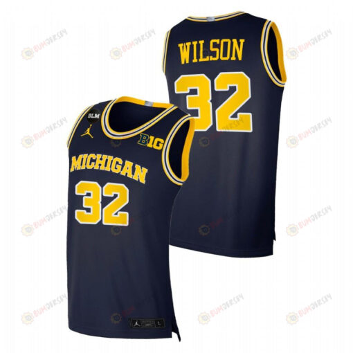 Luke Wilson 32 Michigan Wolverines College Basketball BLM Men Jersey - Navy