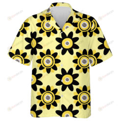 Luxury Black And White Sunflowers On Light Yellow Background Hawaiian Shirt