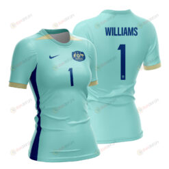 Lydia Williams 1 Australia 2023 Women Away Jersey - Turquoise - All Over Printed Jersey