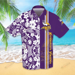 MV Floral & Leaf Pattern Curved Hawaiian Shirt In White & Purple