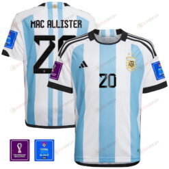 Mac Allister 20 Argentina National Team Qatar World Cup 2022-23 Patch Home Jersey