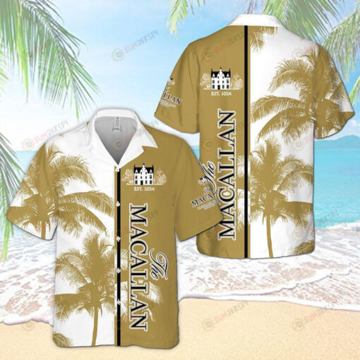 Macallan Palm Summer Hawaiian Shirt In Olive And White