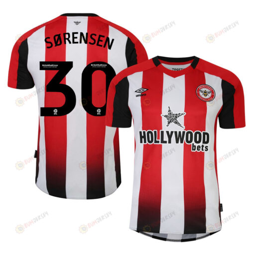 Mads Roerslev 30 Brentford FC 2023-24 EFL Home Men Jersey - Red