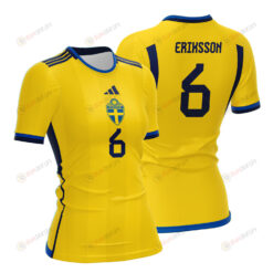 Magdalena Eriksson 6 Sweden 2023 Women Home Jersey - Yellow - All Over Printed Jersey