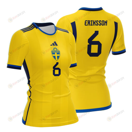 Magdalena Eriksson 6 Sweden 2023 Women Home Jersey - Yellow - All Over Printed Jersey