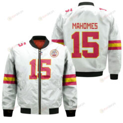 Mahomes Kansas City Chiefs Pattern Bomber Jacket - White