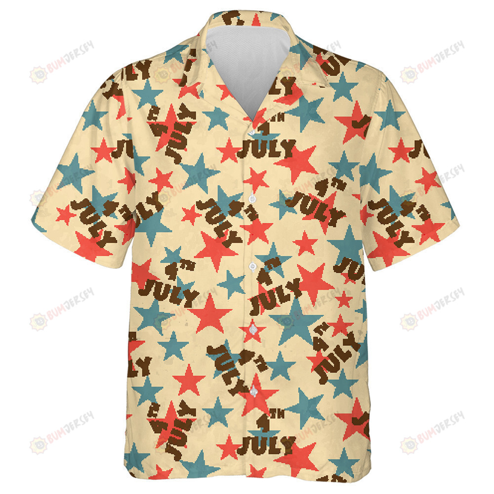 Majestic Beige Background With American Stars For 4th July Hawaiian Shirt