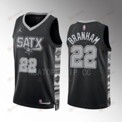 Malaki Branham 2022-23 San Antonio Spurs Black 22 Statement Edition Jersey