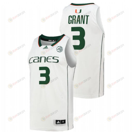 Malcolm Grant 3 Miami Hurricanes College Basketball Men Jersey - White