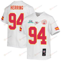 Malik Herring 94 Kansas City Chiefs Super Bowl LVII Champions Youth Jersey - White