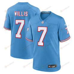 Malik Willis 7 Tennessee Titans Oilers Throwback Alternate Game Men Jersey - Light Blue