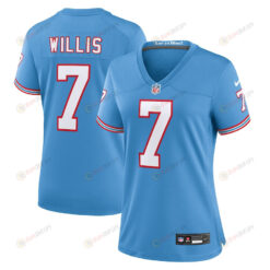 Malik Willis 7 Tennessee Titans Oilers Throwback Alternate Game Women Jersey - Light Blue