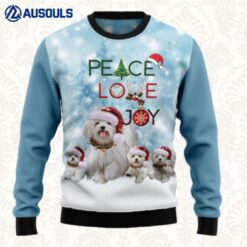 Maltese Peace Love Joy Ugly Sweaters For Men Women Unisex