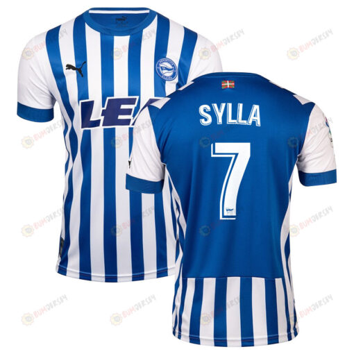 Mamadou Sylla 7 Deportivo Alav?s 2022-23 Home Jersey - White/Blue Stripes